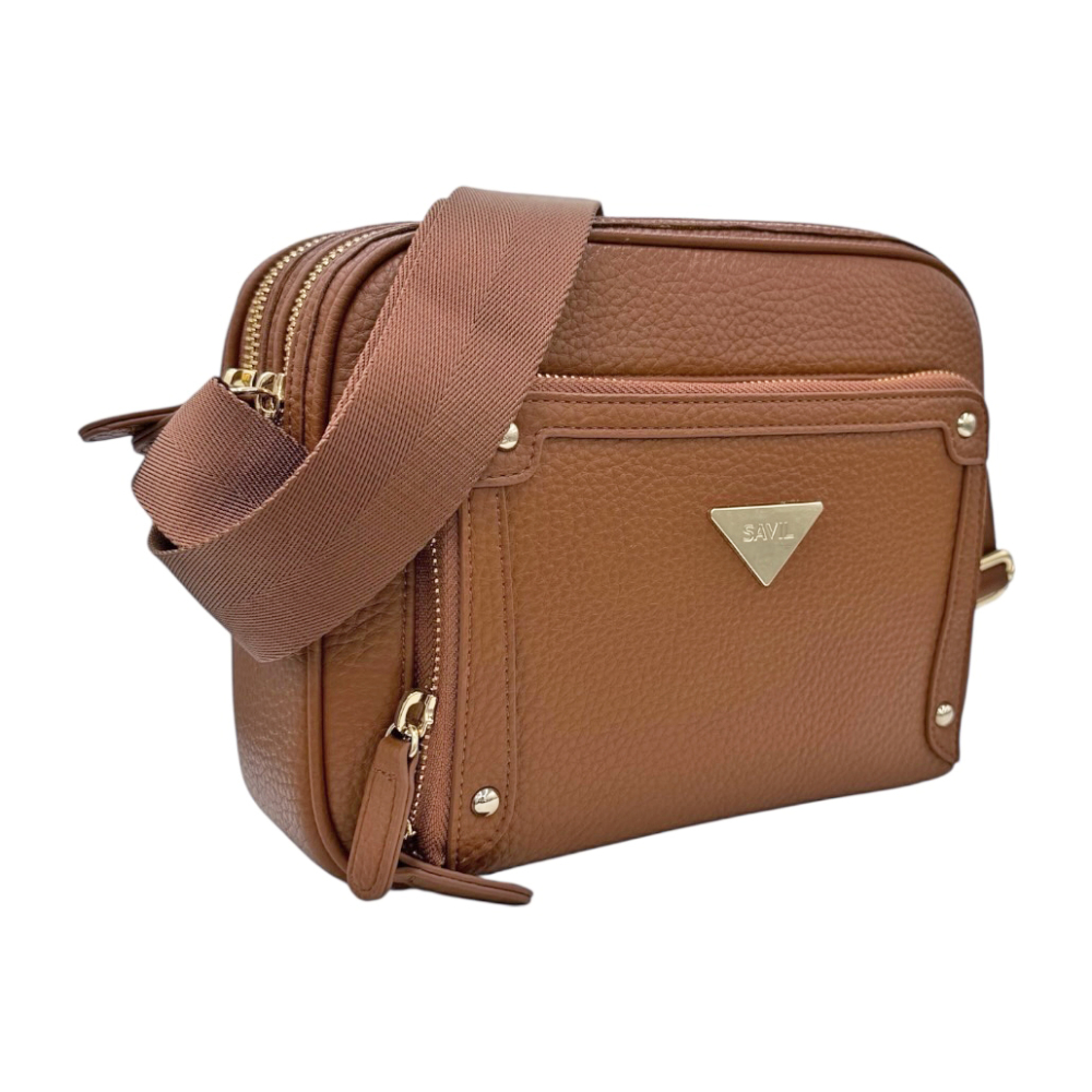 Συνθετική Τσάντα Χιαστή Με Φερμουάρ SV001 - Ταμπά