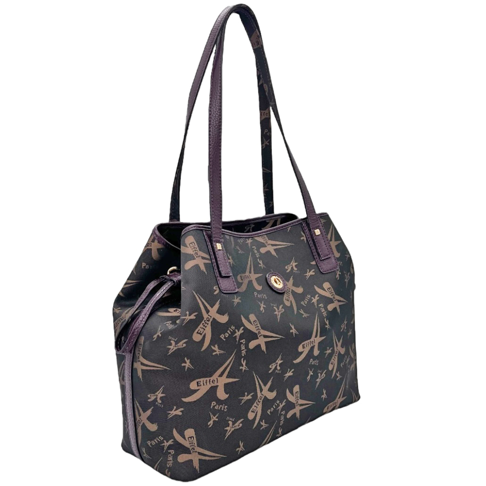 699-171034-2-Υφασμάτινη Τσάντα Ώμου Καφέ - Καφέ