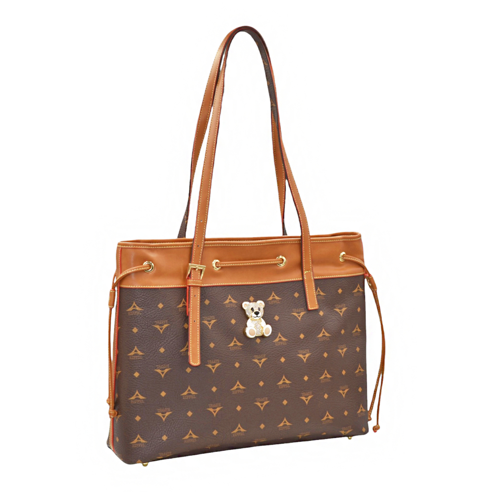 Τσάντα Ώμου Monogram Bear Bag 36-261007-1 - Καφέ
